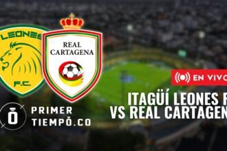 Partido Itagüí Leones FC vs Real Cartagena, fecha 6 del Torneo Betplay Dimayor II 2026 en vivo y en directo online.