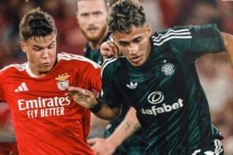Camilo Durán marca en la derrota del Celtic ante Benfica en Europa League